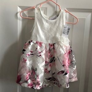 White and pink flora dress